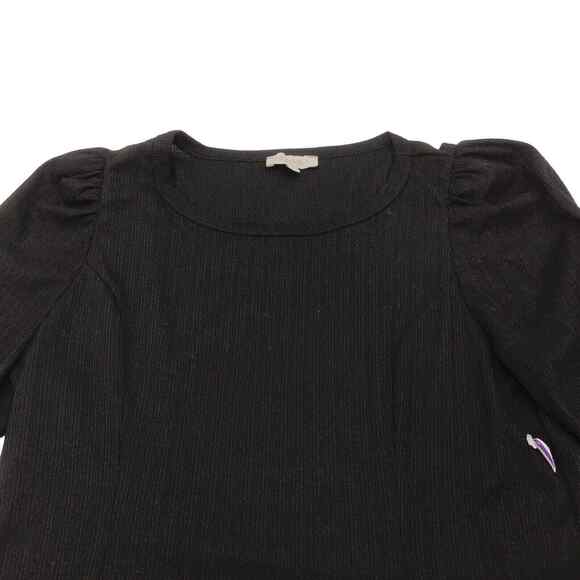 Status By Cheanult Women’s Black Puff Shoulder Long Sleeve Top Size M NWOT - Picture 12 of 16